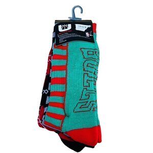 NBA Chicago Bulls Crew Socks 3 Pairs Argyle Christmas NEW
